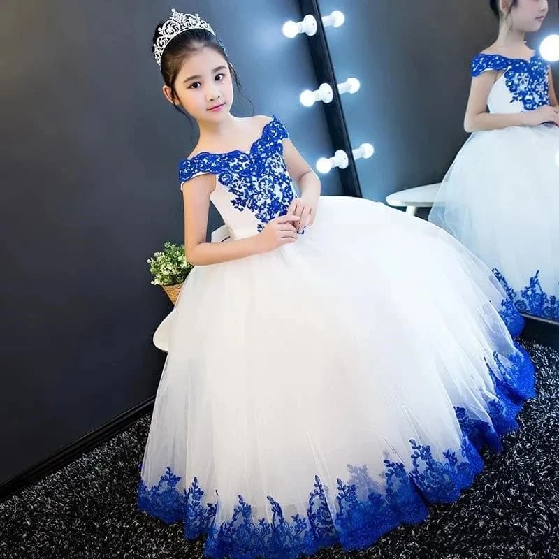 Abiti da ragazza di fiore in tulle di pizzo con spalle scoperte Prima Comunione Robe De Demoiselle Princess Baby Custom Made
