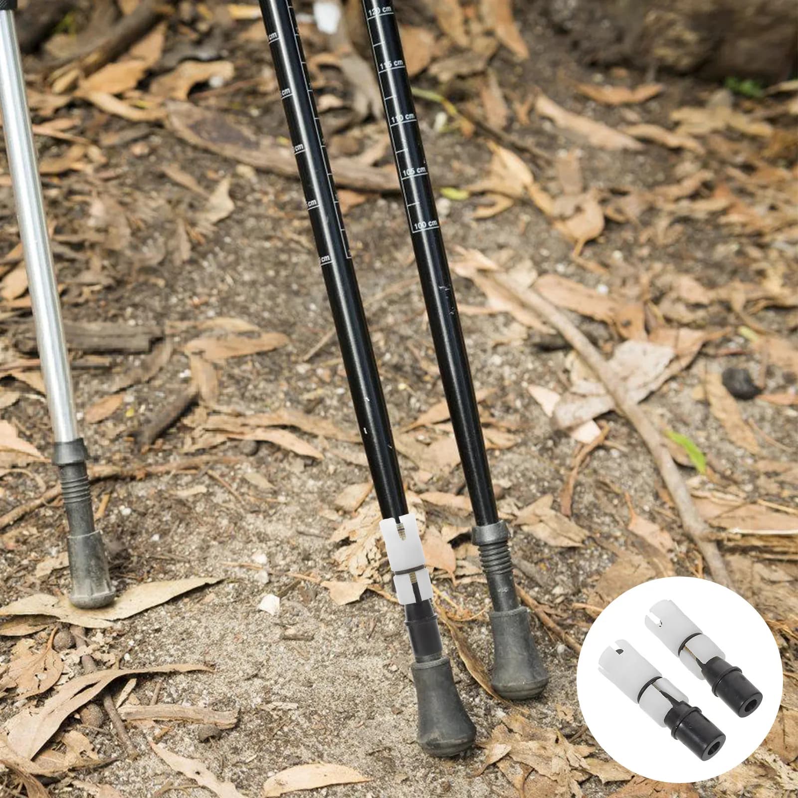 2Pcs Trekking Pole Expansion Tube Adjustable Lightweight Cane Extension Replacement Tube Anti- Walking Stick Repair Parts