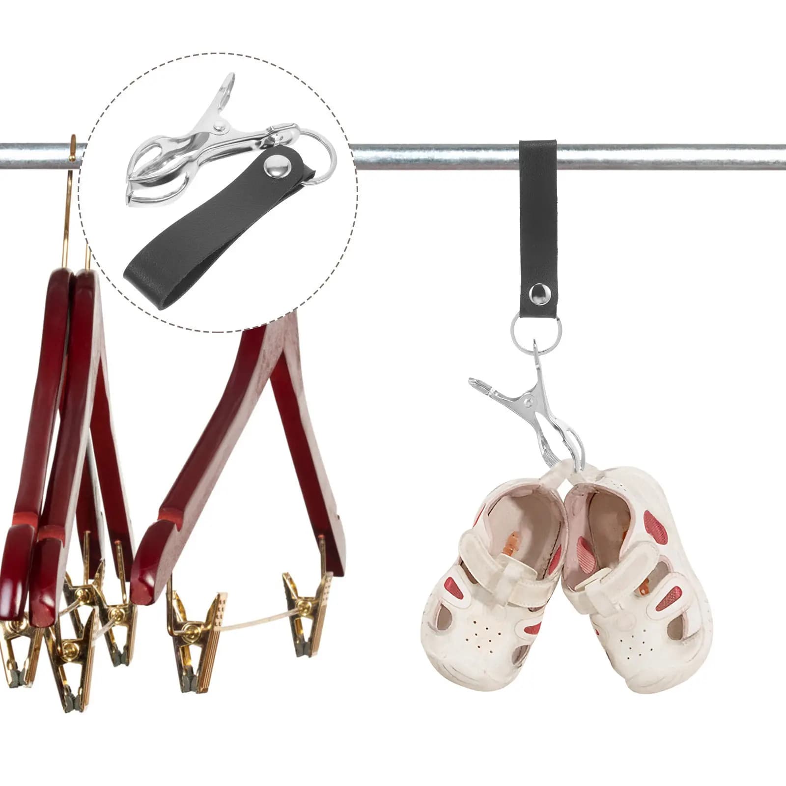 Clip Portatili per Asciugare le Scarpe, Gancio per Maniglia del Passeggino, Clip Versatile per Scarpe da Bambino e Scarpette da Balletto