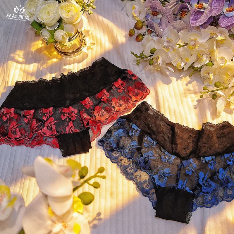 【1 pezzo】Lingerie da donna ultra sexy con ricami rossi e blu, intimo femminile hot rose, lingerie da donna audace e traforata, abbigliamento femminile