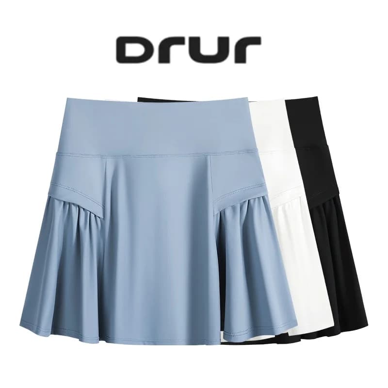 DRUR Gonne da tennis Donna Gonna sportiva a vita alta Pantaloncini Donna Estate Yoga Mini gonne a pieghe con tasca Abbigliamento da golf da donna