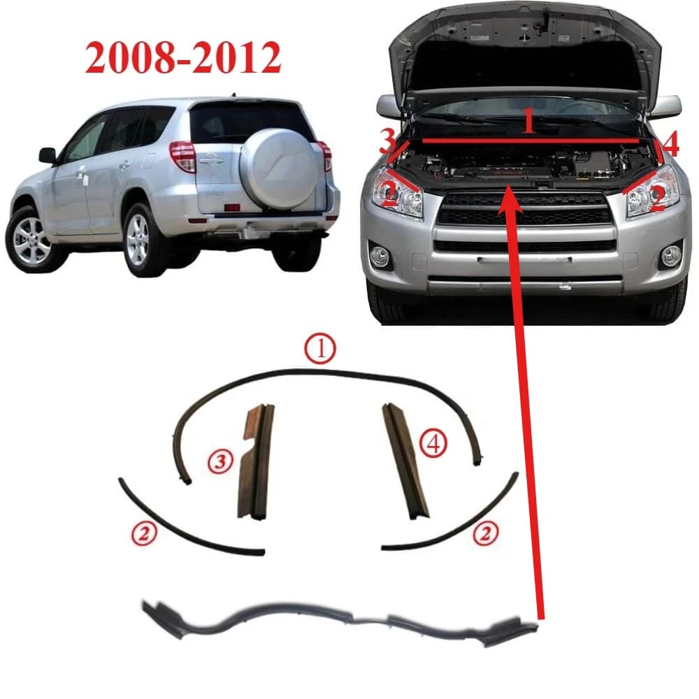 1 Piece Hood Rubber Seal for Toyota RAV4 2008-2012 Bonnet Rubber Weather Strip Body Rubber for RAV4 53388-0R020