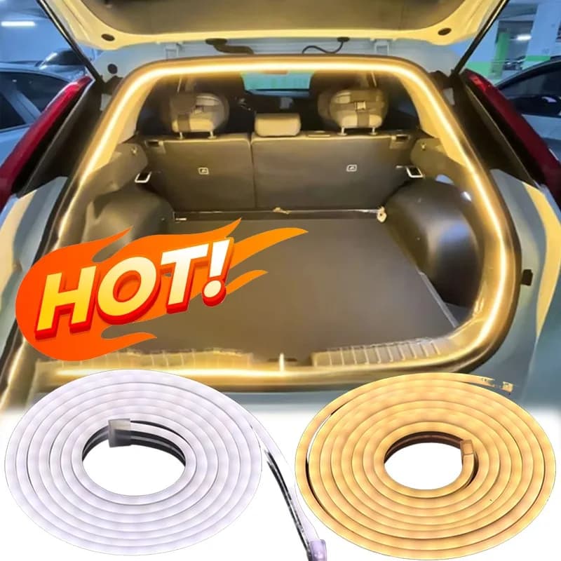 Environmental Lighting for Auto Bag Strip LED 2M Universal Car Bag Light Silicone Cutting White Hot Easy Installation Automatic closure