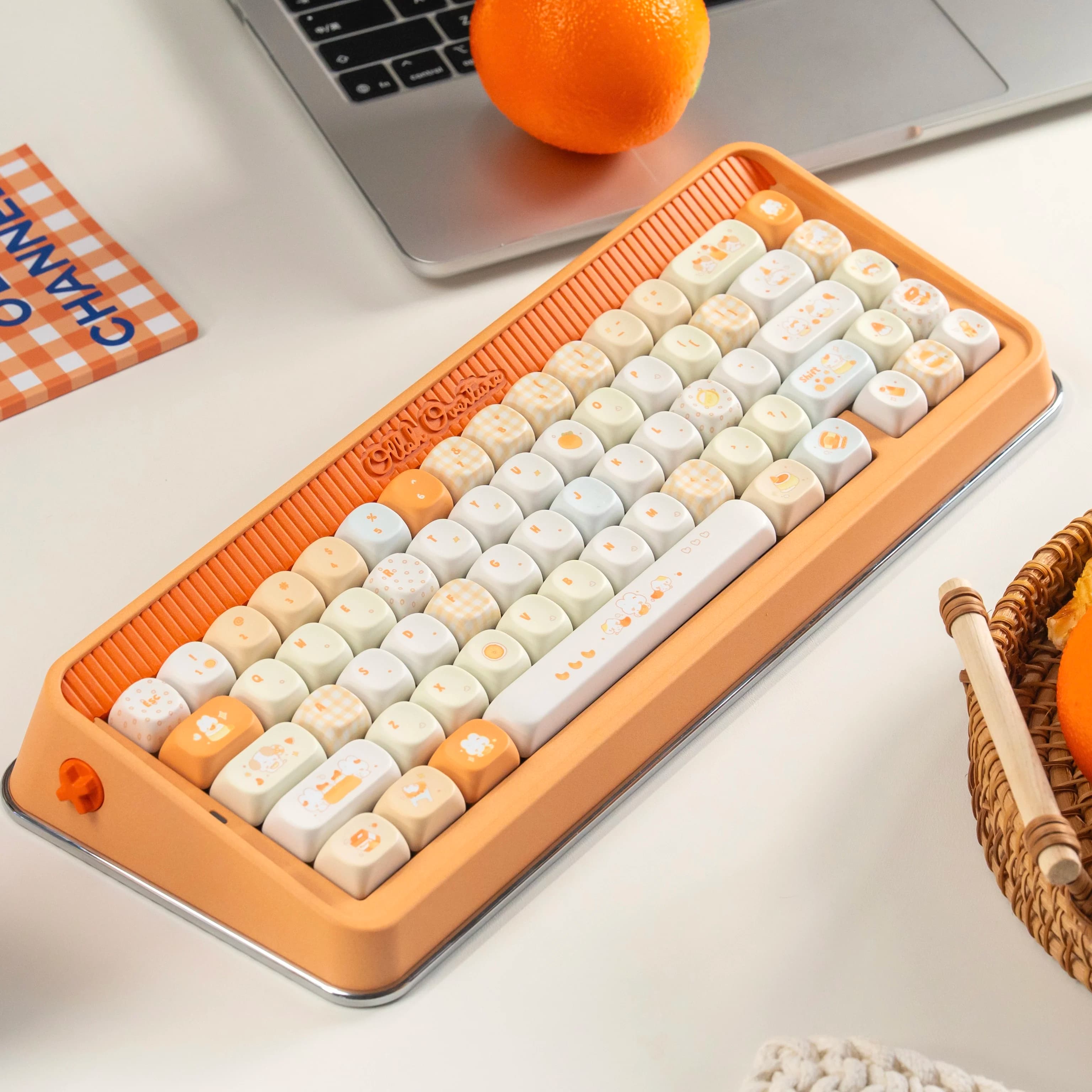 URE Tangelo Mochi Keycaps Cherry MOA Profile Dye Sublimation PBT Keycaps Cute Round Ball Key Caps For MX Mechanical Keyboard