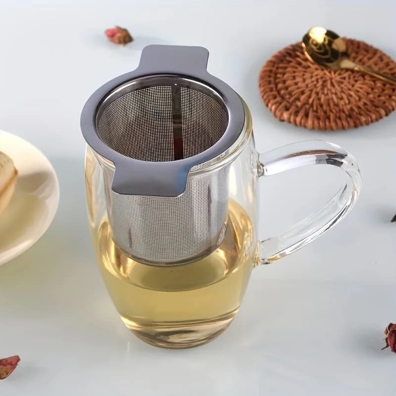 Stainless Steel Tea Infuser Mesh Strainer With Large Capacity & Perfect Size Double Handles For Hanging On Teapots, Mugs