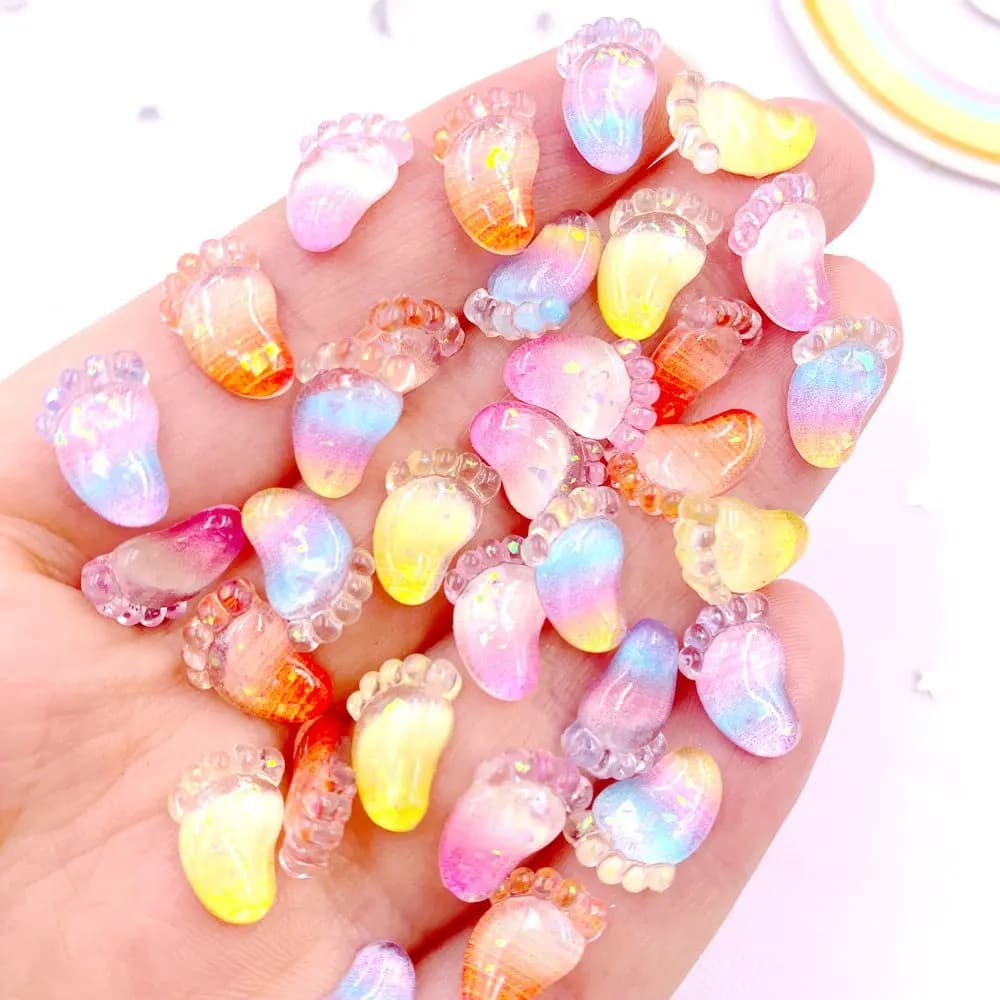 50 pz Glitter Resina Colorata Mini Cristallo Impronta Del Bambino Arte Del Chiodo Flatback Strass Applique FAI DA TE Manicure Scrapbook Decor SL61