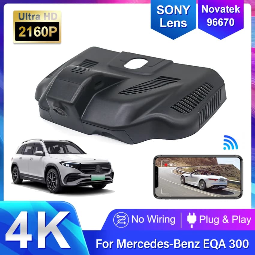 Telecamera DVR per auto 4K 2160P Plug and Play, Dashcam per Mercedes-Benz EQA EQA260 EQA300 4MATIC 2021 2022, Dashcam HD wireless