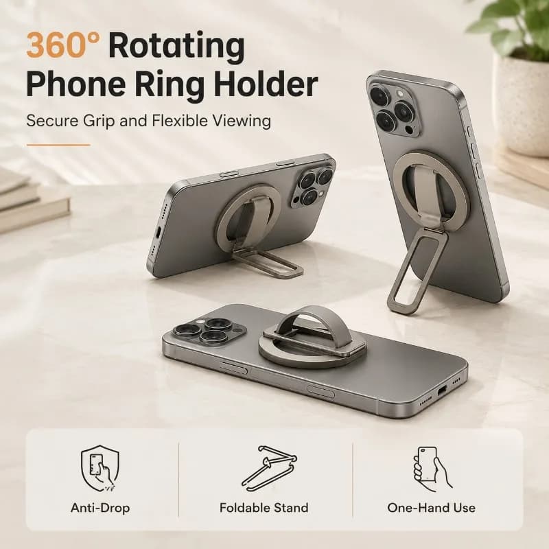Silicone Magnetic Wristband Phone Holder for Magsafe, Rotatable Ring Stand for Desktop, Anti-Slip Finger Grip for IPhone Samsung