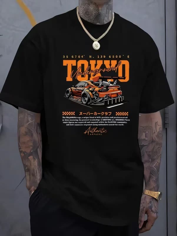 Tokyo Underground Japanese Car Culture T-Shirt Skyline GT-R Graphic Streetwear Cotton Unisex Tee Casual Drift Racing Apparel
