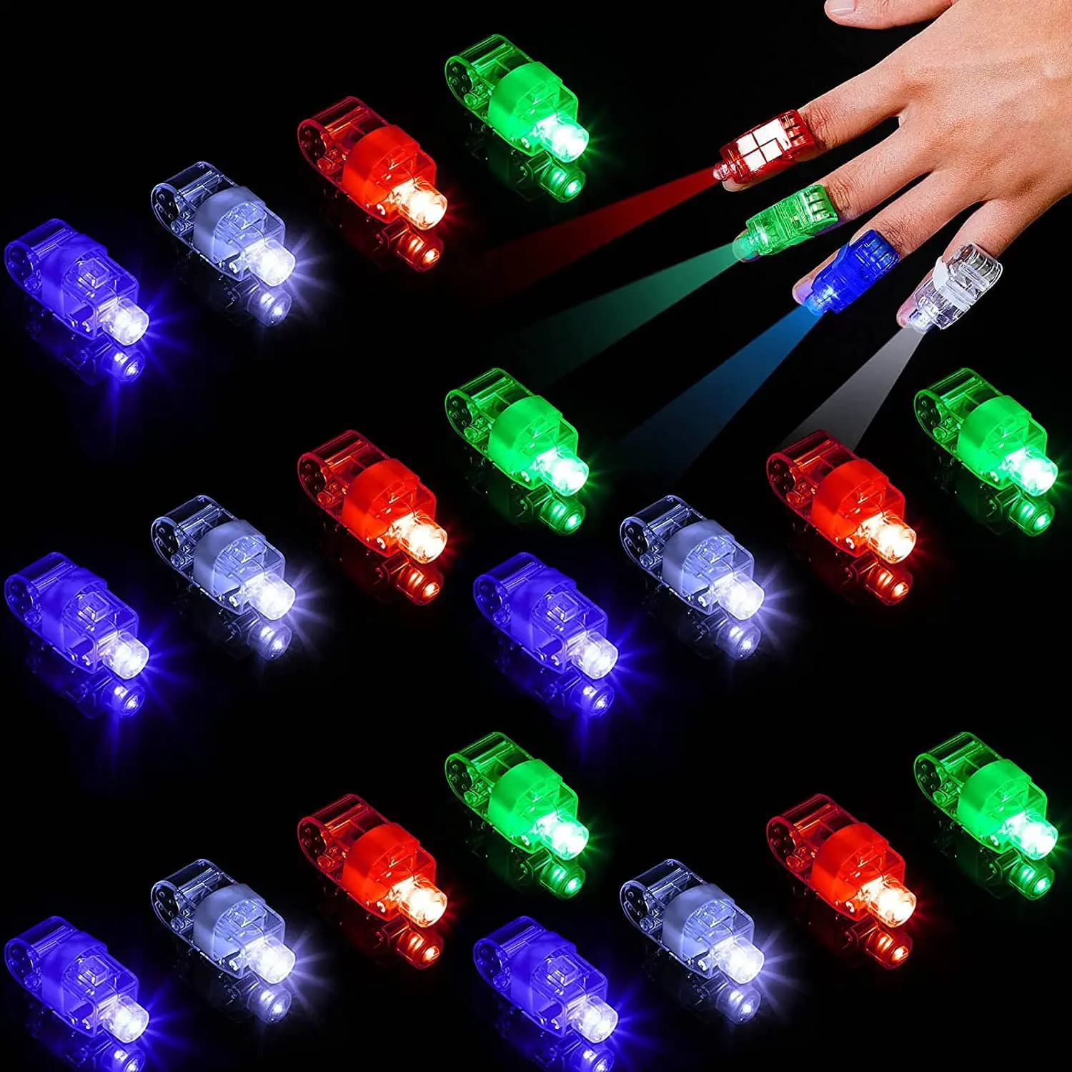 50/100 Pezzi Luci LED da Dito, Guanti Luminosi per Halloween, Natale, Matrimoni, Feste e Celebrazioni, Decorazioni Natalizie