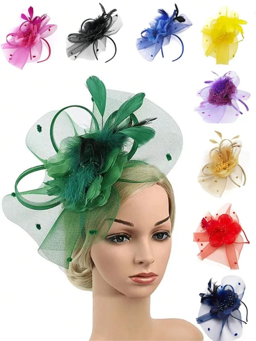 1Pc Cappelli Fascinators per le donne Fantasia Tea Party Cappelli Kentucky Derby Cappelli Fermaglio per capelli di piume per la festa nuziale Cappelli da chiesa