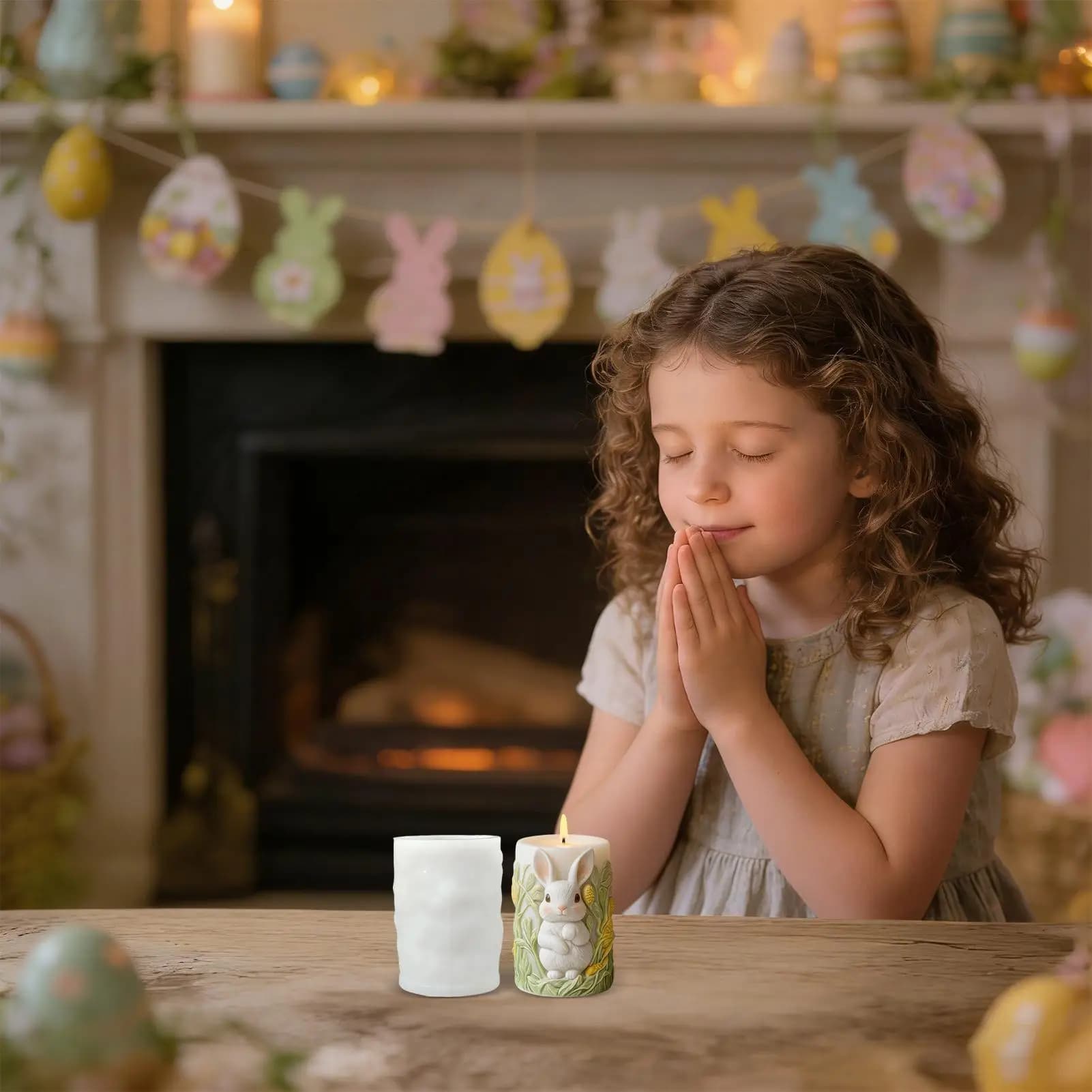 Stampo per Candele a Forma di Coniglio e Fiore, con Motivi Raffinati per Realizzare Adorabili Candele Profumate, Decorazioni per Feste di Pasqua 2026