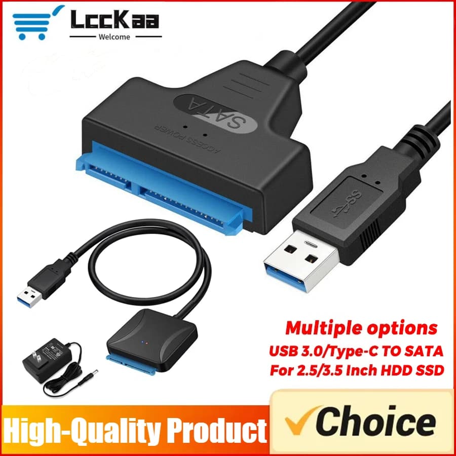 Cavo USB 3.0/tipo C a SATA fino a 6 Gbps per disco rigido SSD HDD esterno da 2,5/3,5 pollici SATA 3 Cavo USB 3.0 a SATA III a 22 pin