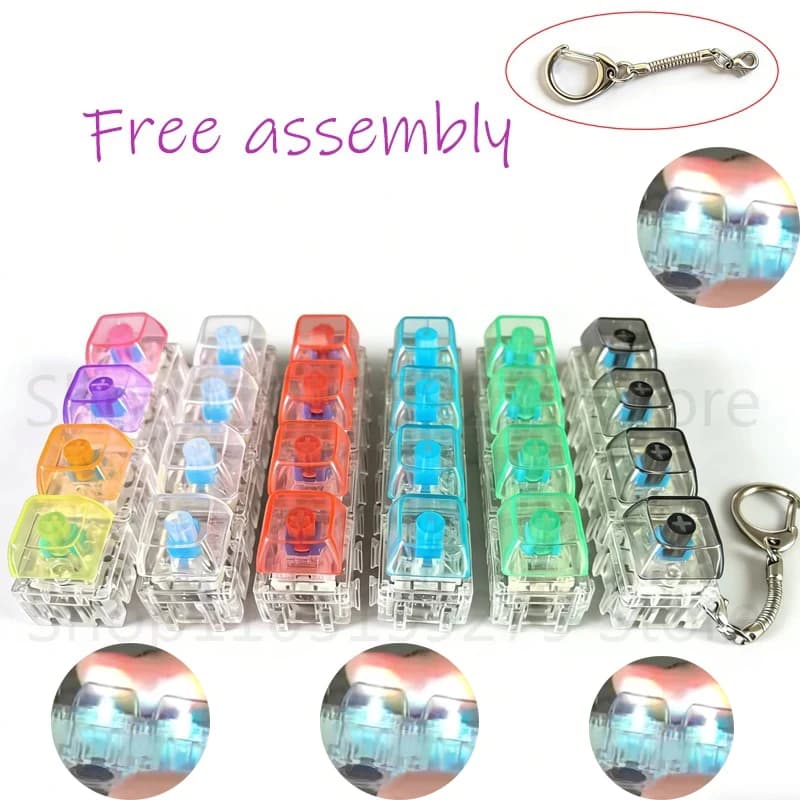 Portachiavi LED con Tastiera a Montaggio Libero, Giocattolo Antistress Sensoriale a Cristallo, Clicker per Alleviare lo Stress, Giocattolo per Adulti e Bambini