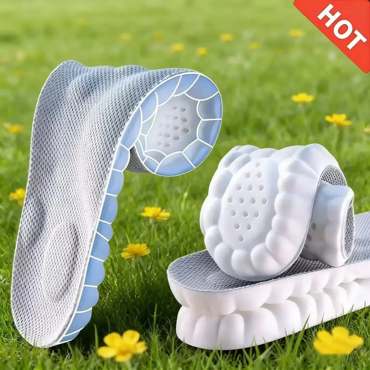 Solette con cuscino d'aria 4D Cloud: comfort in memory foam + massaggio per digitopressione, design assorbente del sudore