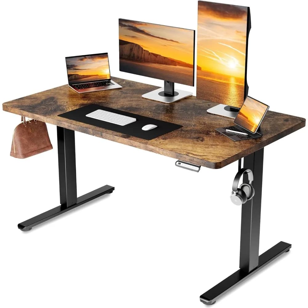 Scrivania elettrica da terra, scrivania Sit Stand up da 48 x 24 pollici con controller preimpostato della memoria, ufficio domestico ergonomico regolabile in altezza