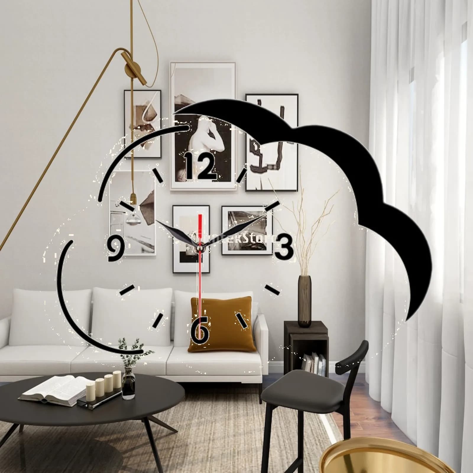 Cloud Wall Clock Cute Silent Wall Decor for Indoor Kids Room Home Decoration