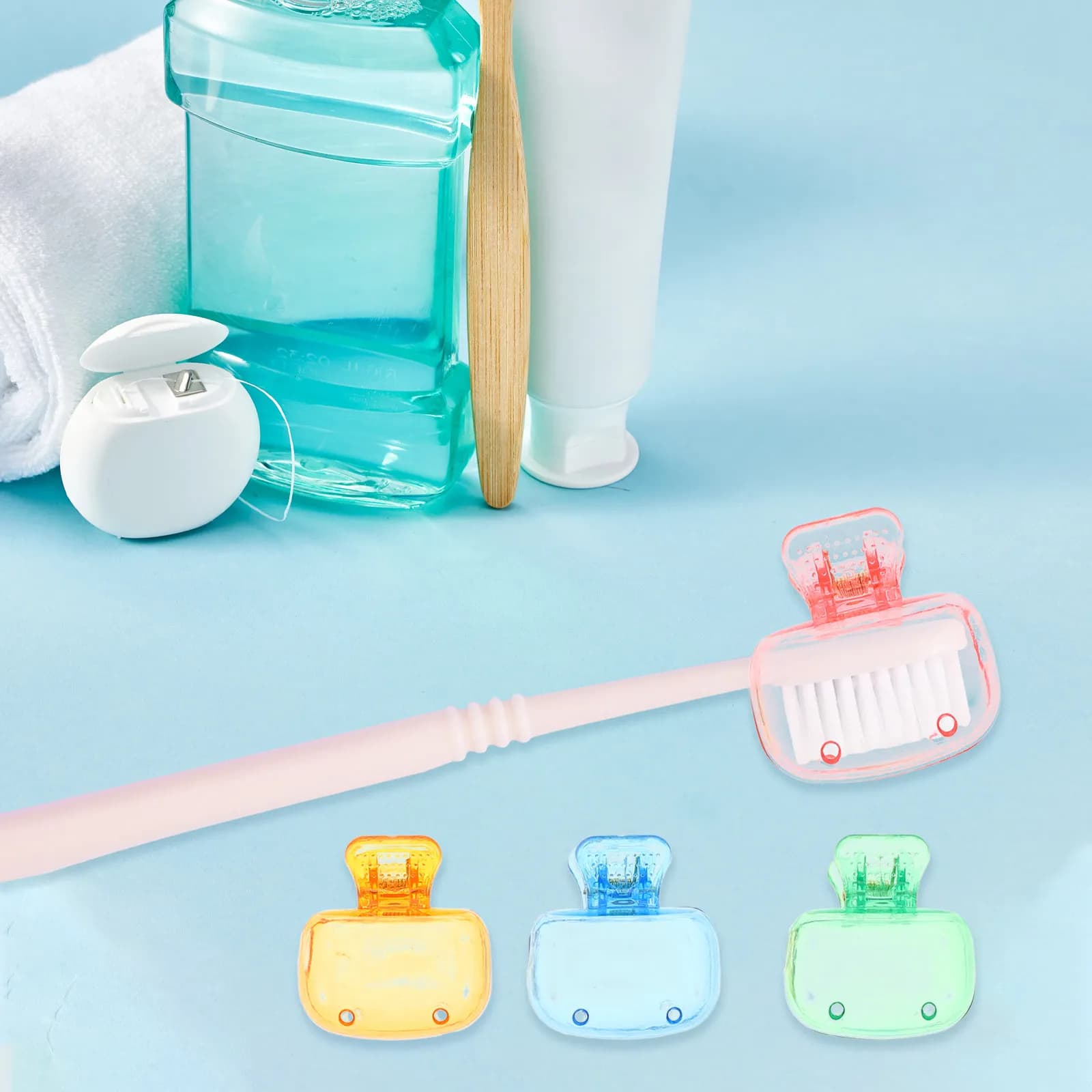 4 reusable plastic travel toothbrush heads covers, universal protective cap for protection of electric toothbrush head