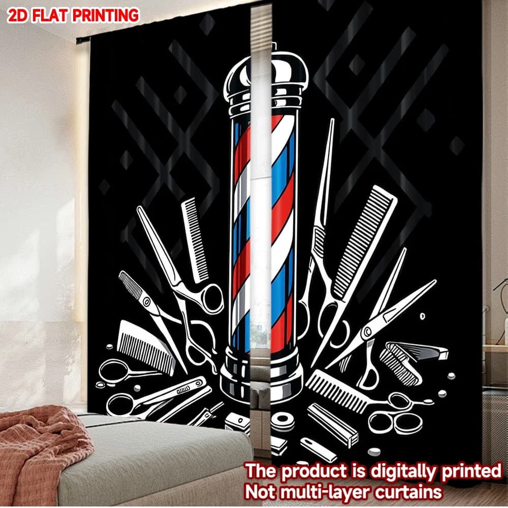 Stampa piatta 2D 2 pezzi Tende perfette per officine Tende in poliestere stampate digitali Decorazioni per feste Uso festivo