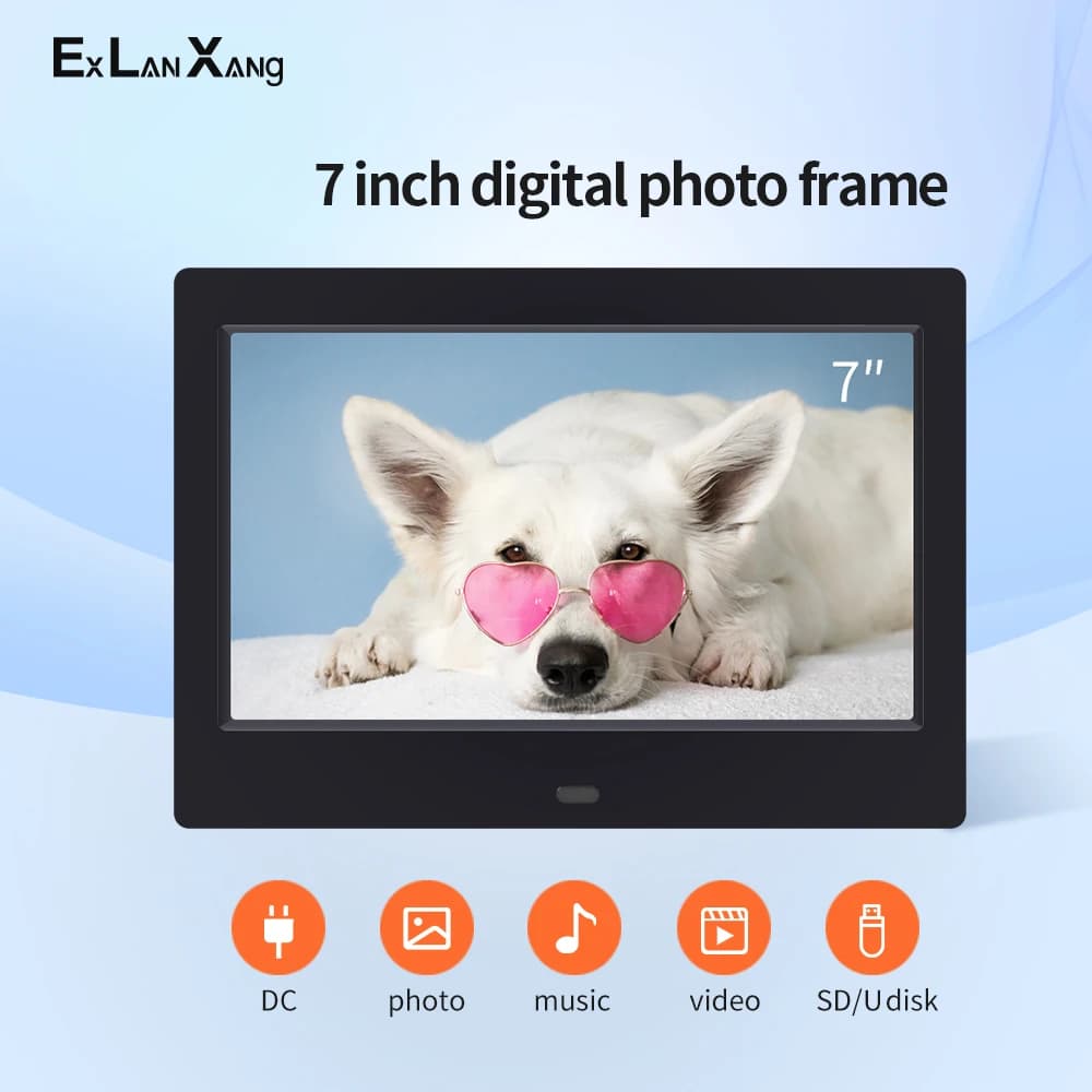 Cornice Digitale Multifunzione da 7 Pollici con Lettore MP3/MP4, Sveglia e Display ad Alta Definizione - Idea Regalo