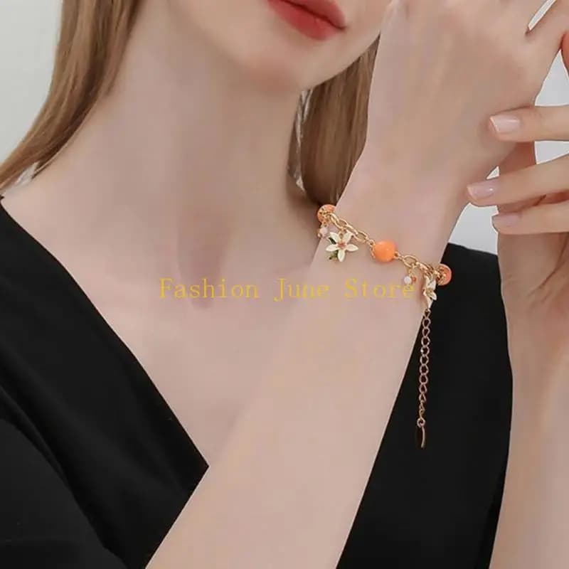 N5KA Bracciale artigianale arancione Gioielli dal temperamento per le donne