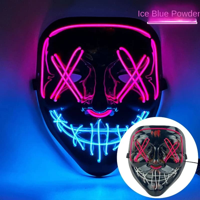 Cold Light Halloween Mask Fantasma Dance LED Bright Black V Mask Bar Blood Mask Horror Thriller Fantasma Puntelli for face