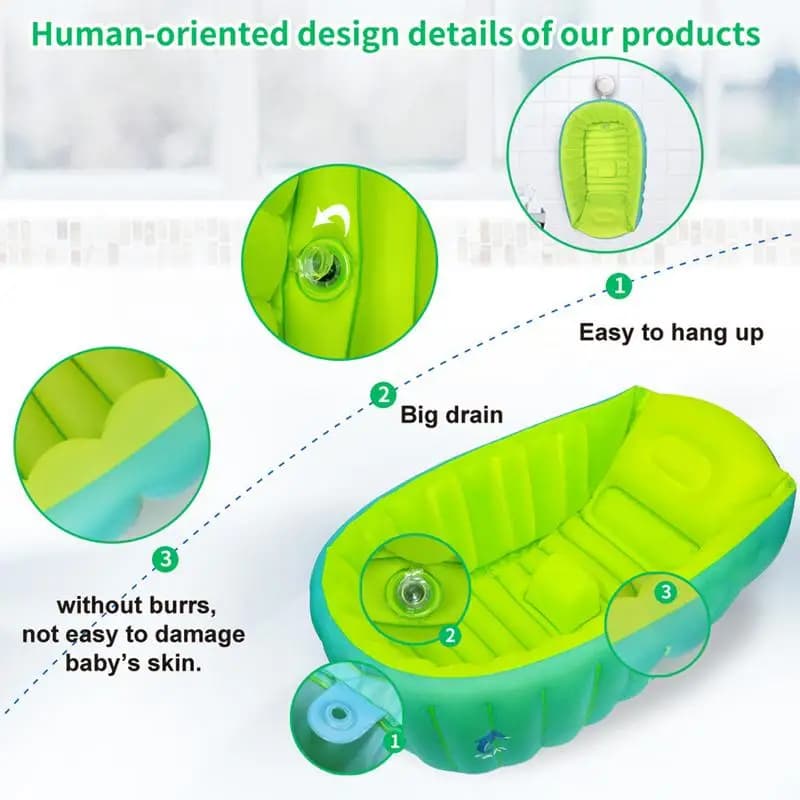 Vasca da bagno portatile gonfiabile Vasca da bagno per bambini Anti-collisione Design ergonomico Cuscino inferiore Forniture per baby shower da viaggio