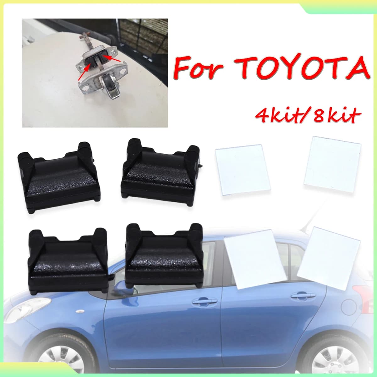 4Kit For Toyota CORONA CORSA CRESTA INNOVA PORTE RAV4 New Door Check Strap Limiter Repair Kit Stopper Damping Spring Clips Black
