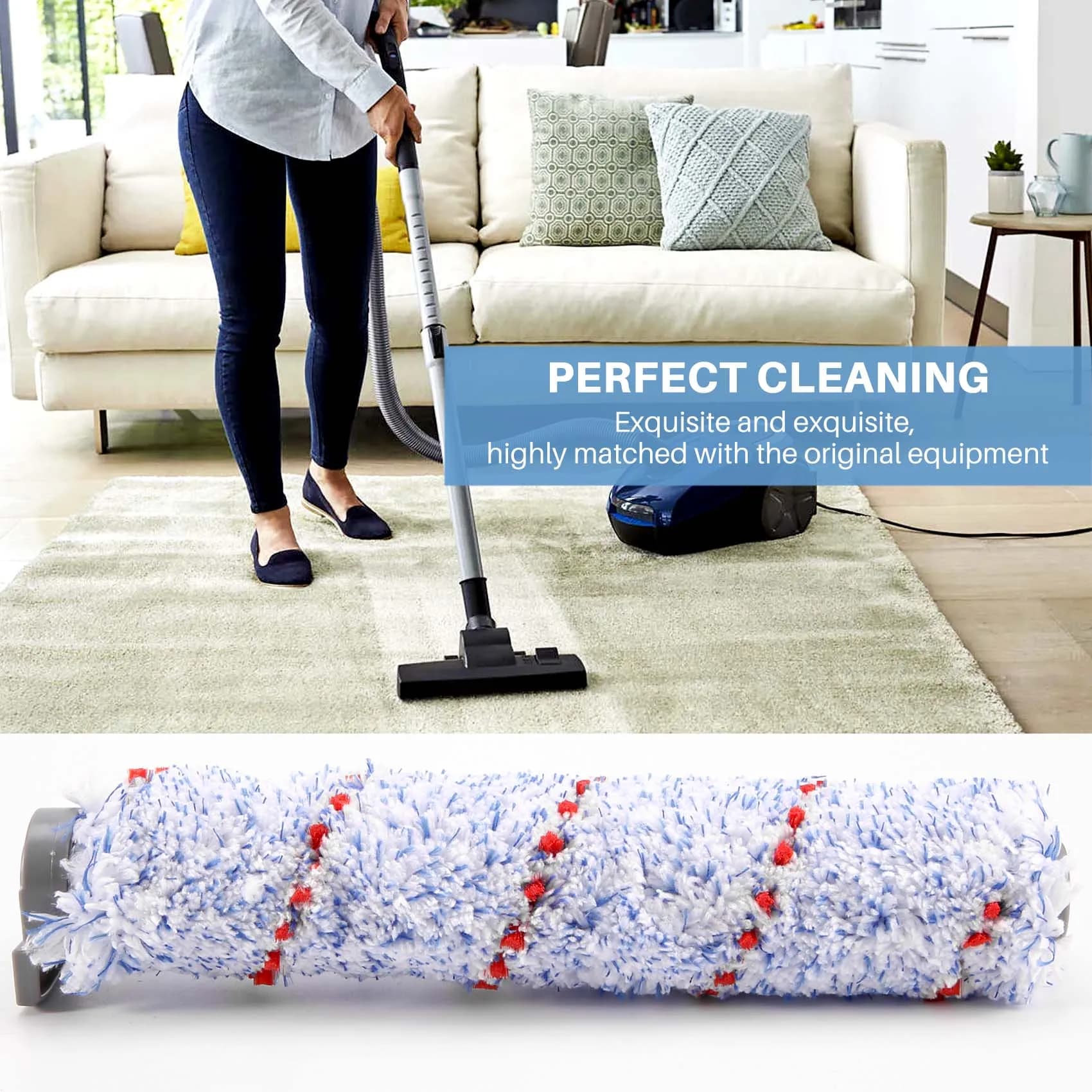 -A65I Spare brush roller for wireless vacuum cleaner Wet Dry Tineco Ifloor, 2 roller brush pack + 2 prefilter foam