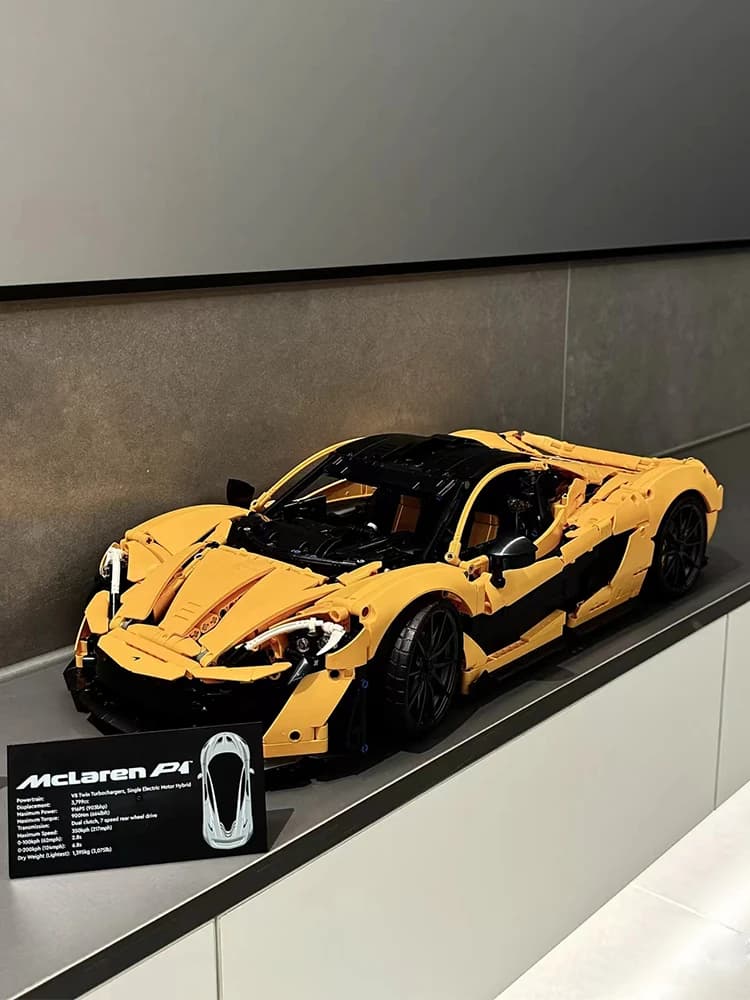 Giocattolo costruzioni 1:8 auto sportiva arancione, puzzle da corsa con collegamento integrato McLaren 3893 pezzi