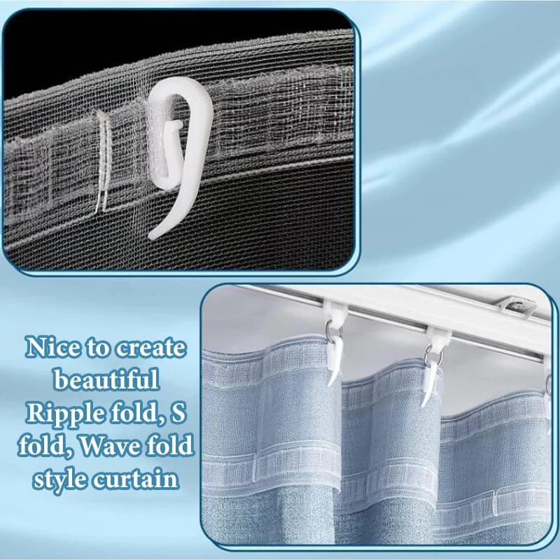 100/200X Ganci per appendere tende Anello Gancio per tende per finestre Gancio per tende in plastica bianca per accessorio per tende per auto, casa e ufficio