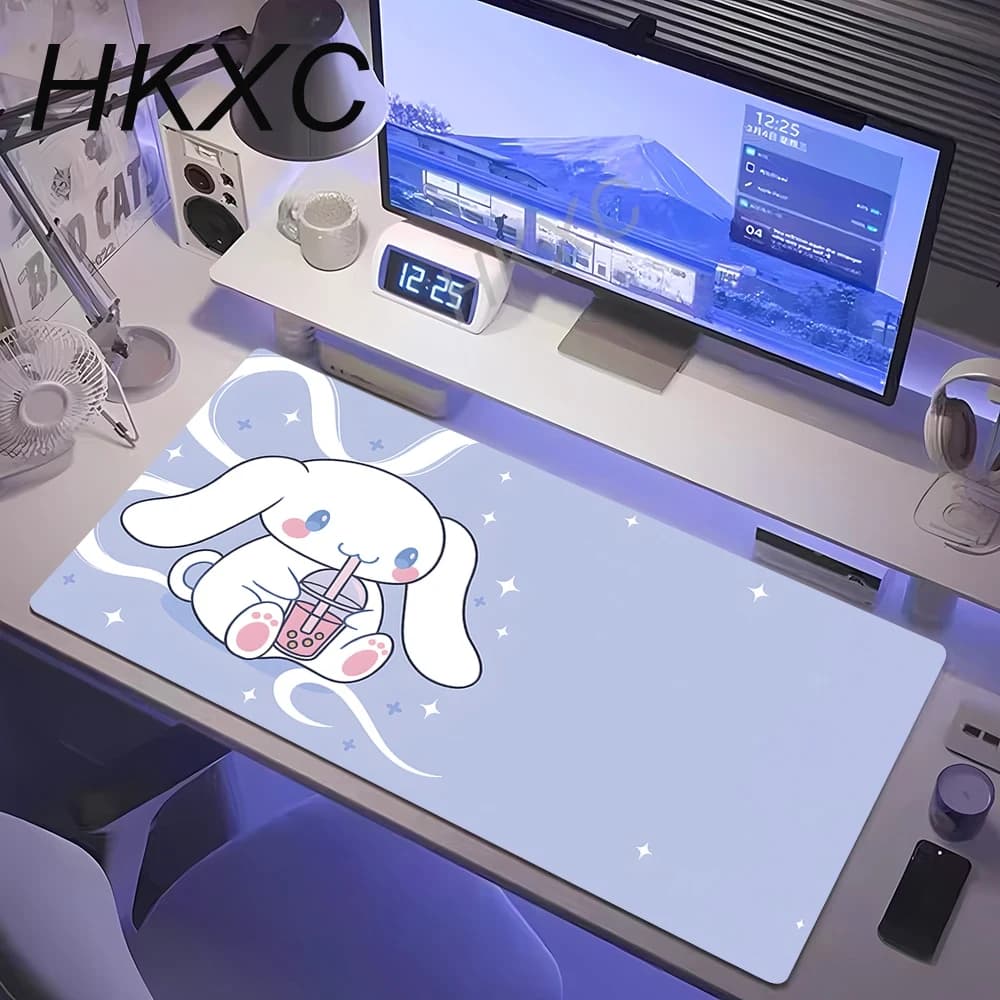 Tappetino per Mouse Premium da Ufficio, Kawaii Cartoon Cinnamoroll, Antiscivolo in Gomma, Tappetino da Scrivania Anime Girl Sanrio, Stampa HD, Tappetini per Tastiera