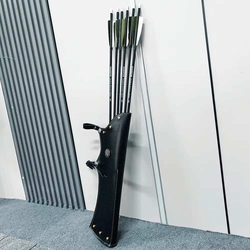 Archery Cowhide Quiver Left/Right Hand Waist Strap Arrow Bag Storage Case for Bow Target Shooting Accessory