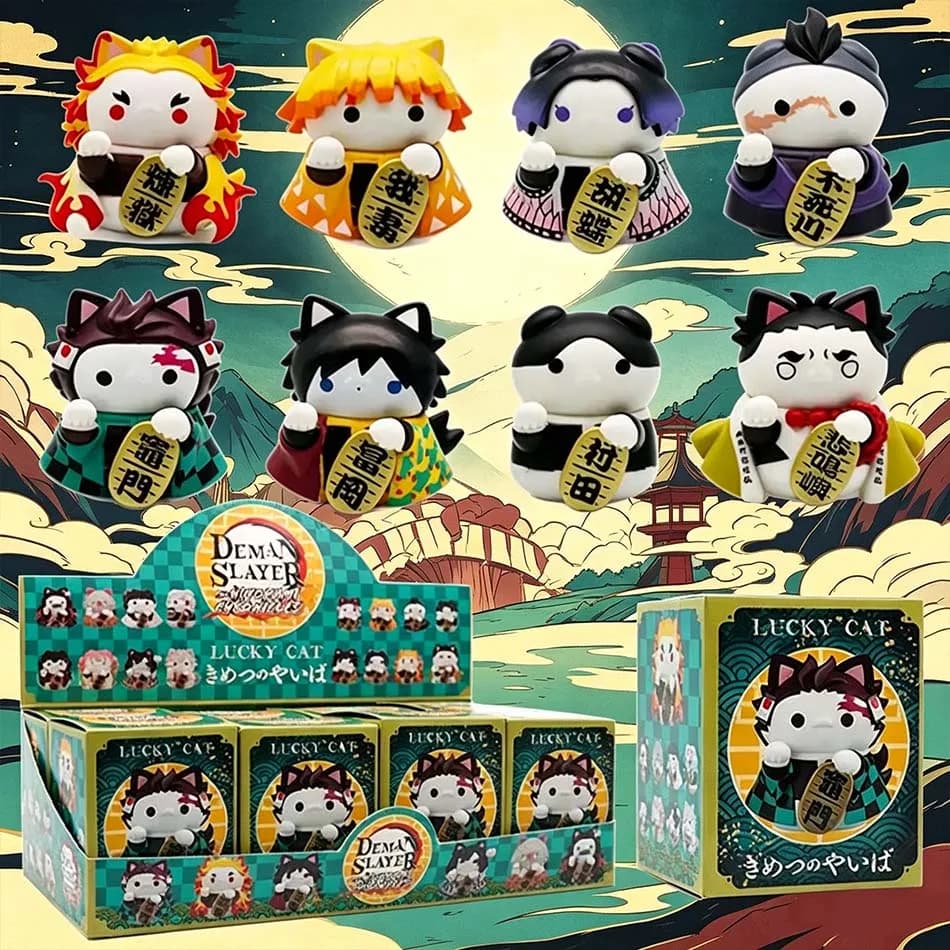 Set di 8 Figurine Anime Demon Slayer in Scatola Misteriosa, Modelli in PVC di Tanjiro Kamado e Nezuko, Regalo di Natale e Halloween per Bambini