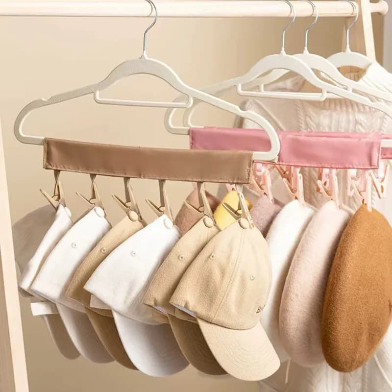 Foldable Fabric Clothes Hanger with Clips, Portable Closet Organizer for Socks & Underwear