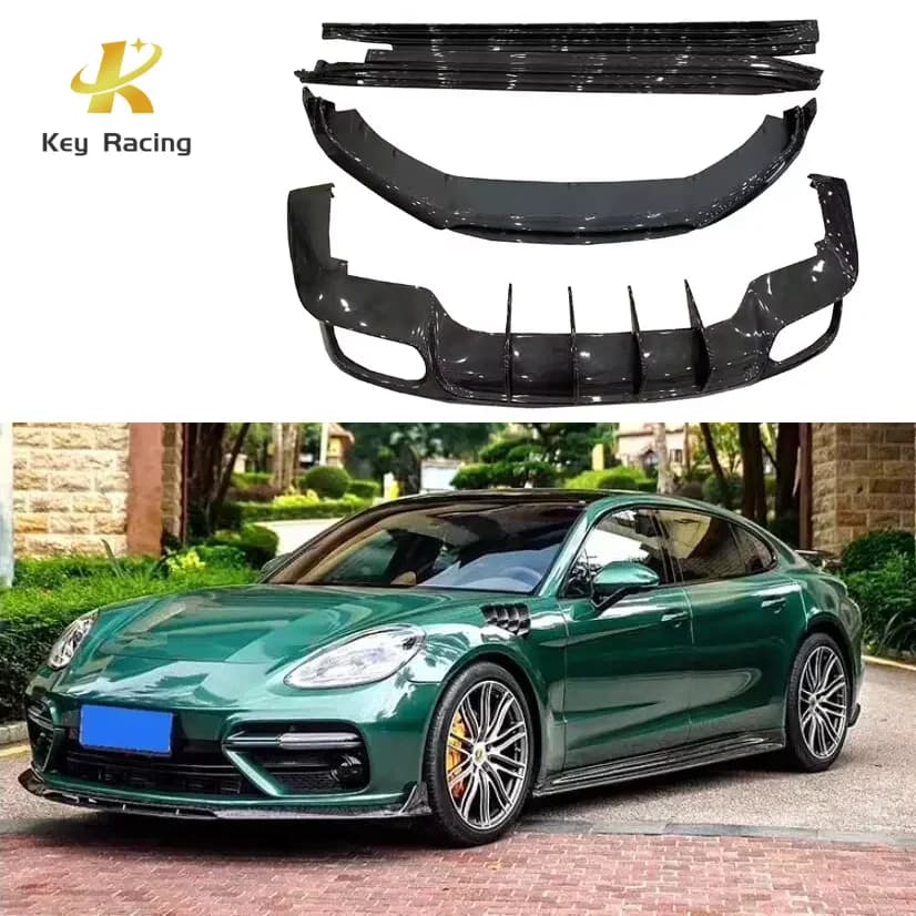 Per Porsche Panamera aggiornamento kit corpo in fibra di carbonio labbro anteriore minigonne laterali diffusore posteriore