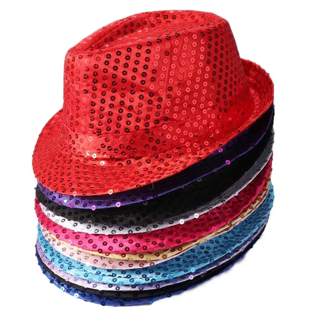 Korean Version Sequin Sequins Fedora Hat Shiny Brilliant Dance Jazz Cap Hip Hop Performance Glitter Jazz Hat Party
