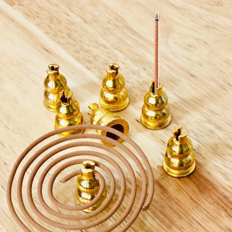 5 Pezzi Portaincenso a Forma di Zucca in Rame con Nove Fori, Mini Bruciatore Portatile a Goccia per Bastoncini di Incenso