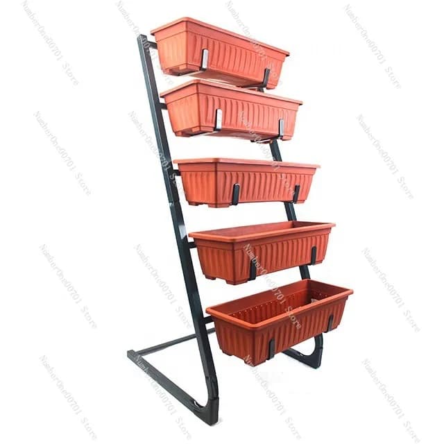 Vertical support in Metal with 5 Plant shelves, Self-supporting Shelves for Plants in Vase and Vegetation