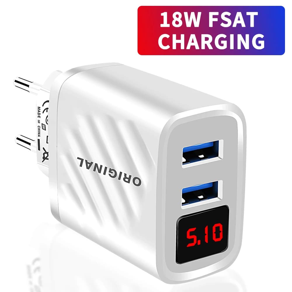 Caricatore USB da 18 W, caricatore rapido per telefono, adattatore di alimentazione per iPhone, Samsung, Xiaomi, Huawei, caricatore da viaggio portatile con spina EU/US/UK