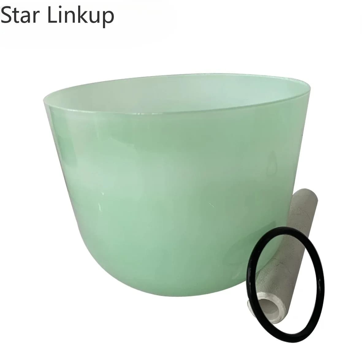 Star Linkup lower frequency big energy deep 2nd octave musical note F or F# note Magic chakra green crystal singing bowl about 9.5"