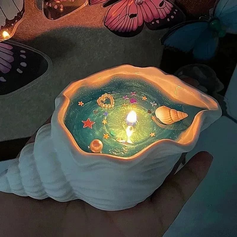 Stampo in silicone per candele profumate a forma di conchiglia, fai da te, stampi per vasi a forma di conchiglia, scatola portaoggetti, stampo in cemento, resina, decorazioni per la casa, regali