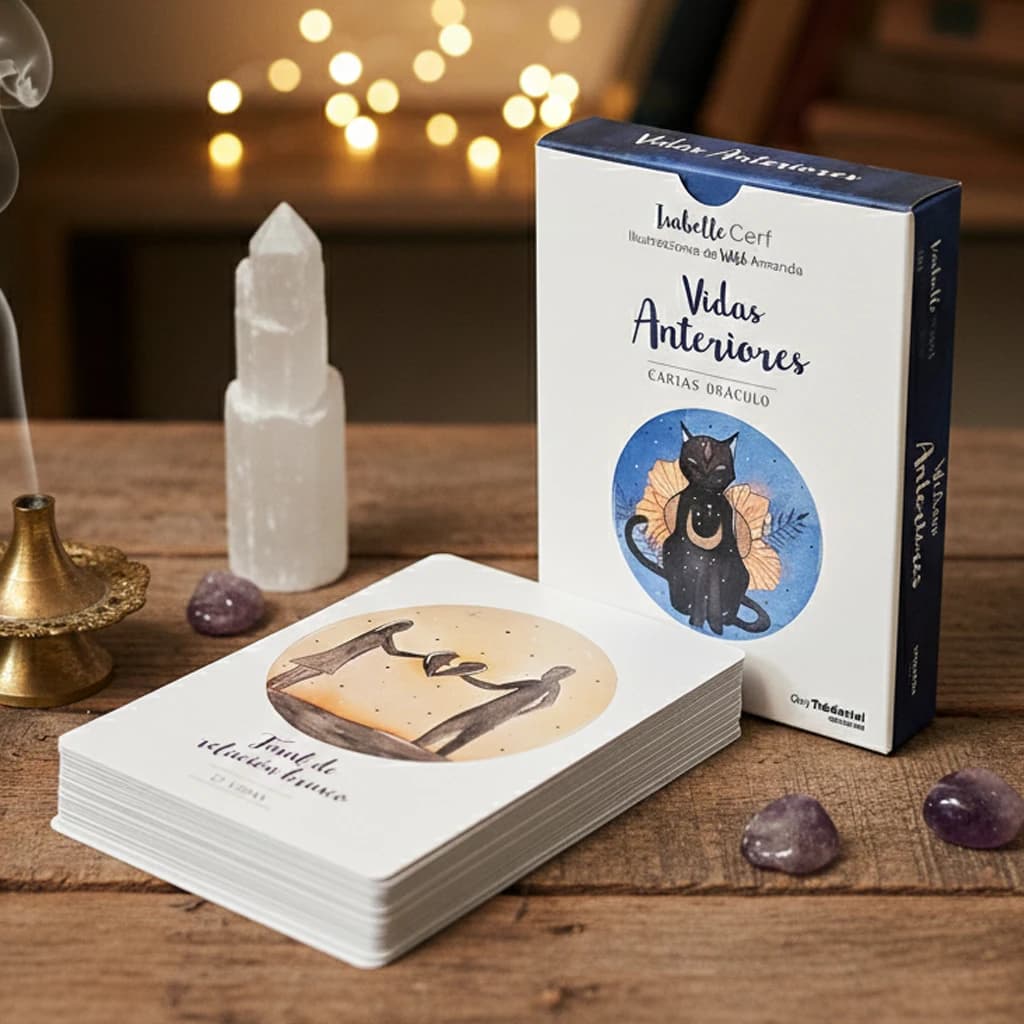 42 Carte Oracle Vidas Anteriores Edizione Spagnola, Mazzo di Carte per Vite Passate 10,5*7,5 cm per Guarigione dell'Anima e del Karma, Goffrato su Entrambi i Lati