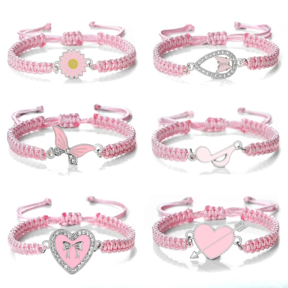 20 stili donna semplice regolabile rosa corda braccialetto Charms dolce animale ciondolo bracciali intrecciati ragazze nuovo regalo di gioielli di moda