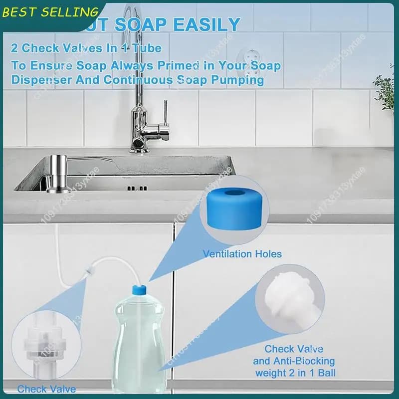 N09R-2X Kit tubo di prolunga per dispenser di sapone per lavello da cucina, tubo dispenser di sapone sotto lavello da 47 pollici con valvola di ritegno aggiornata