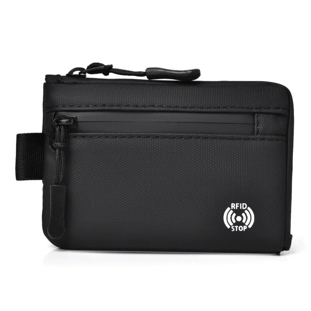 Portable RFID Blocking Rfid Credit Card Holder Ultra-Thin Zipper Men Wallets Nylon Anti-Theft Zipper Coin Purse