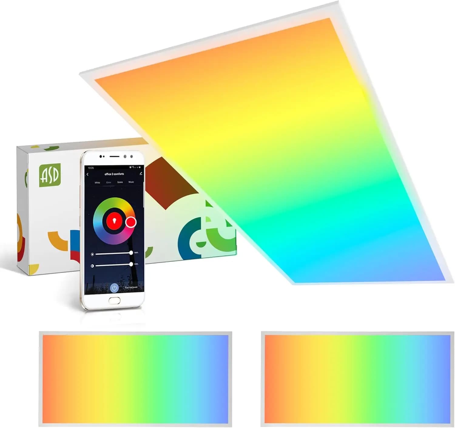 Confezione da 2 Pannelli LED RGBW Intelligenti, 40W Dimmerabili con Controllo WiFi tramite App per Alexa e Google Assistant