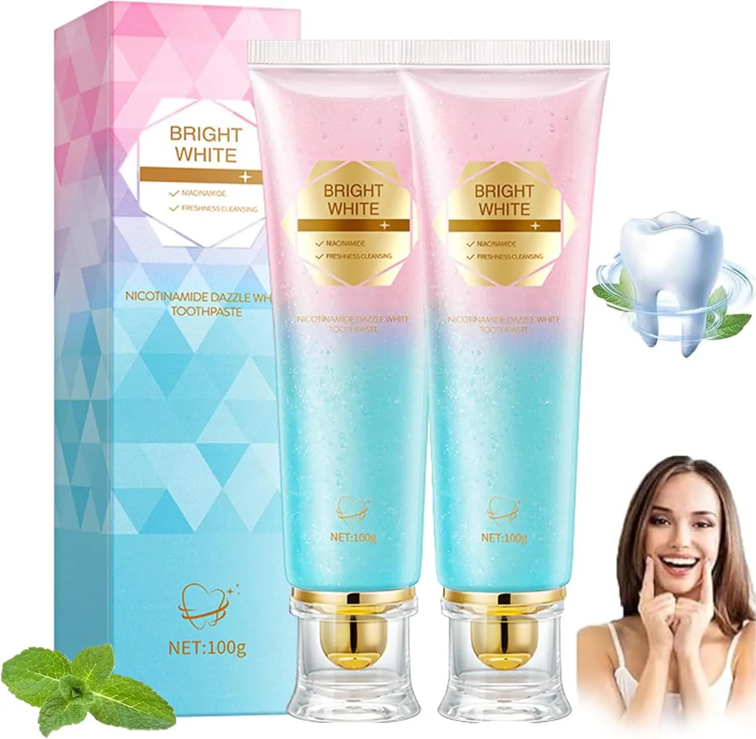 1/2/3 pieces toothpaste niacinamide intensive whitening teeth protects teeth enamel refreshes breath 24 hours of removal of natural stains