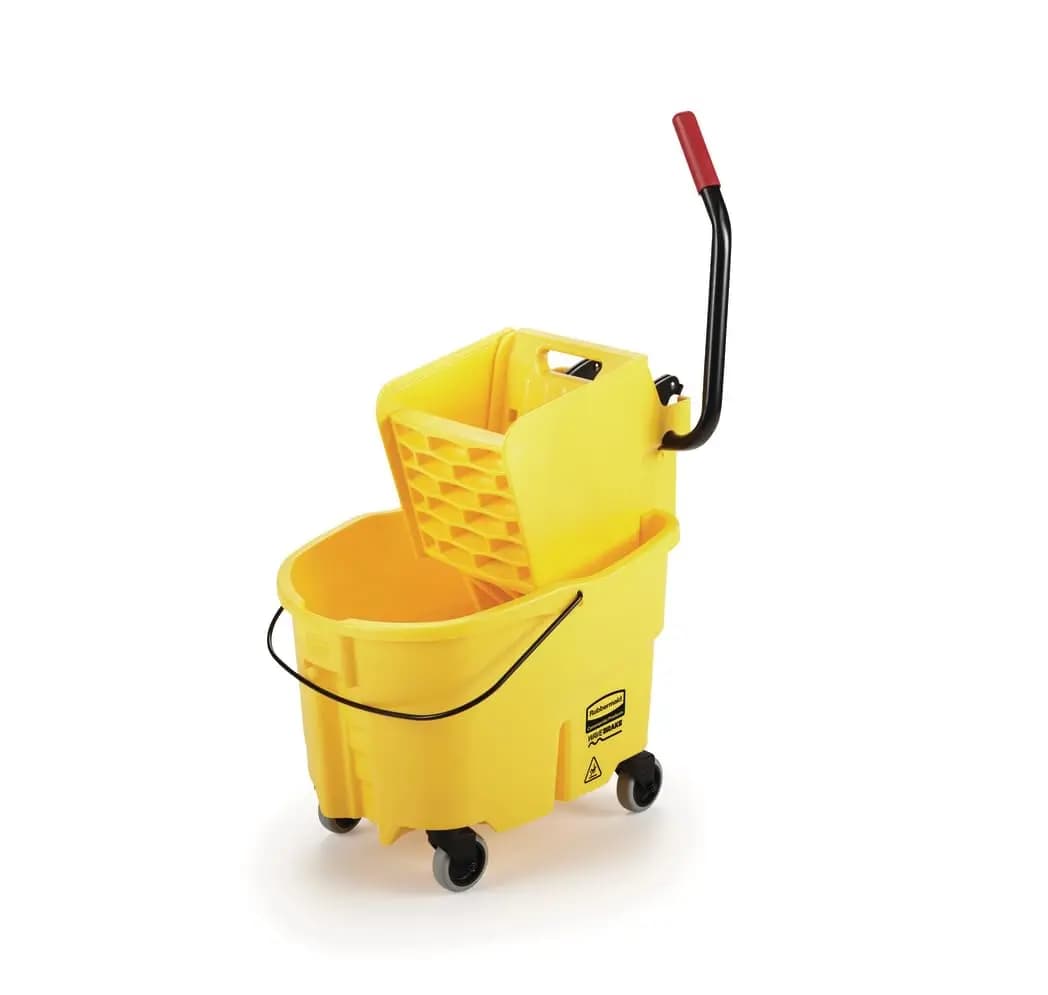 26 Qt. Secchio per Mop con Strizzatore Laterale su Ruote, Giallo, per Pulizia Professionale dei Pavimenti