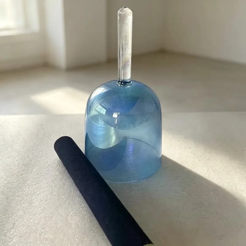 Crystal Singing Bowl 4th Order A Tone Handled Sound Bowls Yoga Meditation Blue Quartz Bowl Relax Musical Instruments with Mallet